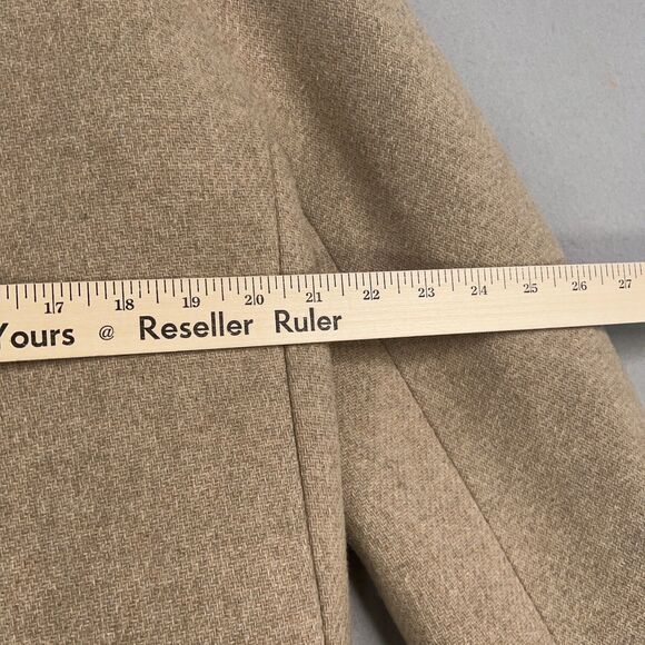J Crew Coat Womens Large Tan Wool Stadium Cloth Nello Gori Minimal Quiet Luxury - Picture 11 of 13
